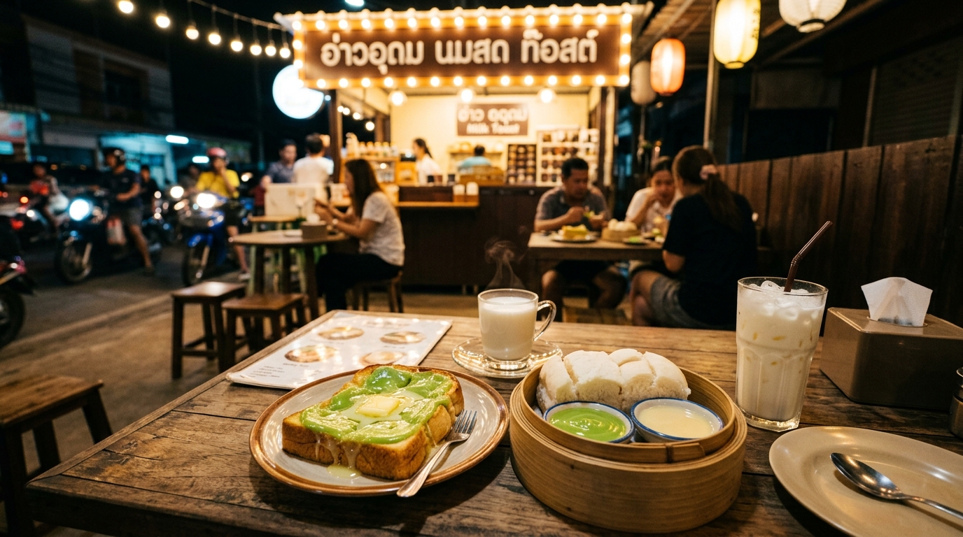 รูปภาพหน้าร้านและเมนูอาหาร อ่าวอุดมนมสด ย่านอ่าวอุดม - อ่าวอุดมนมสด พิกัดของหวานมื้อดึก ปากซอยอ่าวอุดม 4 เปิดถึงตี 2 ขวัญใจเด็กหอ