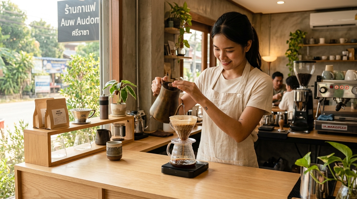 รูปภาพหน้าร้านและเมนูอาหาร BAAN BAAN COFFEE (By Peng Fern) ย่านอ่าวอุดม - BAAN BAAN COFFEE ปากซอยอ่าวอุดม 1 คาเฟ่ Slow Bar เมล็ด Specialty กาแฟดีราคาเป็นมิตร