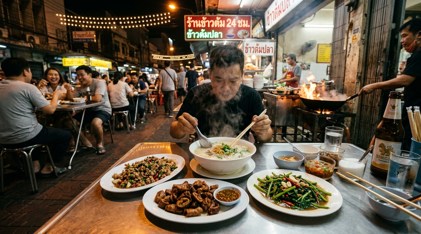 รูปภาพหน้าร้านและเมนูอาหาร ร้านข้าวต้มเปี๊ยก (สาขา 2 ม.เกษตร ศรีราชา) ย่านอ่าวอุดม - ร้านข้าวต้มเปี๊ยก สาขา 2 หลัง ม.เกษตร ศรีราชา กับข้าวมื้อดึกรสเด็ด หมูสับผัดพริกไทยดำ