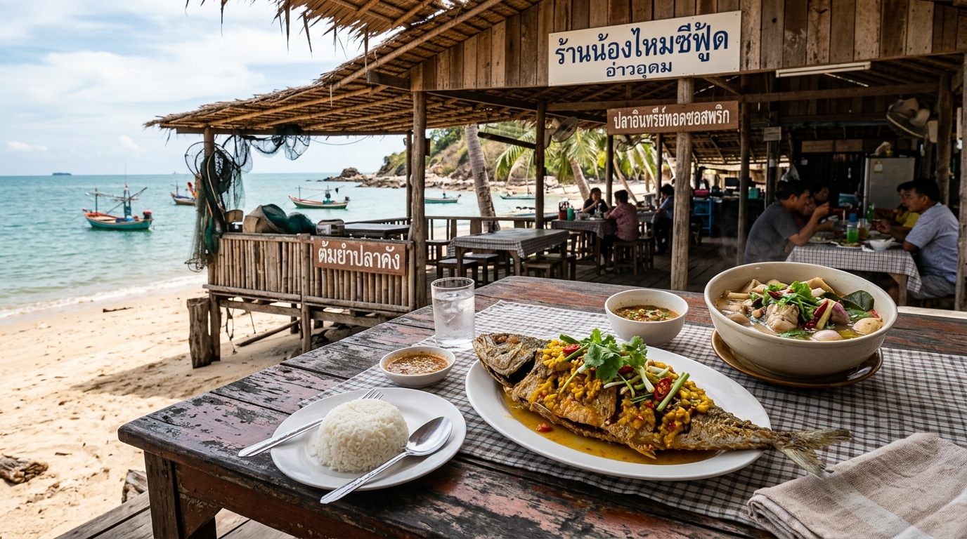รูปภาพหน้าร้านและเมนูอาหาร ร้านป้าพัด (ก้นอ่าวอุดม) ย่านอ่าวอุดม - รีวิว ร้านป้าพัด ก้นอ่าวอุดม ตำนานซีฟู้ดพื้นบ้าน ก๋วยเตี๋ยวปลา & ซอสพริกเหลืองสูตรเด็ด